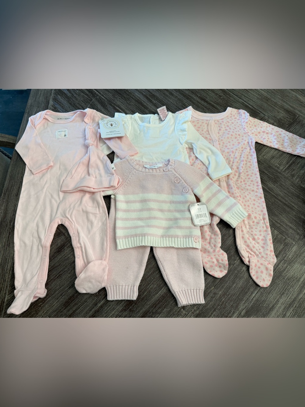 Baby Girls Pink Knit Sweater & Onesie Set Burts Bees
